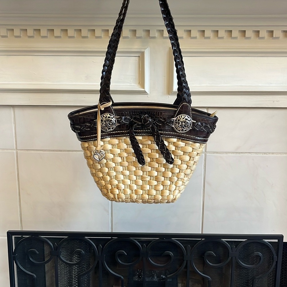 Brighton Black and Tan Shoulder Bag with Woven Design